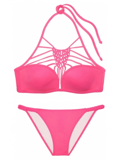 Купальник Victoria's Secret PINK Lightly Lined Macramé High-Neck & Macramé Bikini