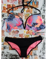 Купальник Victoria's Secret Pink з пушапом чорний низ верх з квітковим принтом