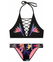 Купальник Victoria's Secret Pink Embroidered Strappy High-Neck & Strappy Bikini