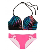 Купальник Victoria's Secret Pink чорний з мультиколор-принтом