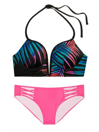 Купальник Victoria's Secret Pink чорний з мультиколор-принтом