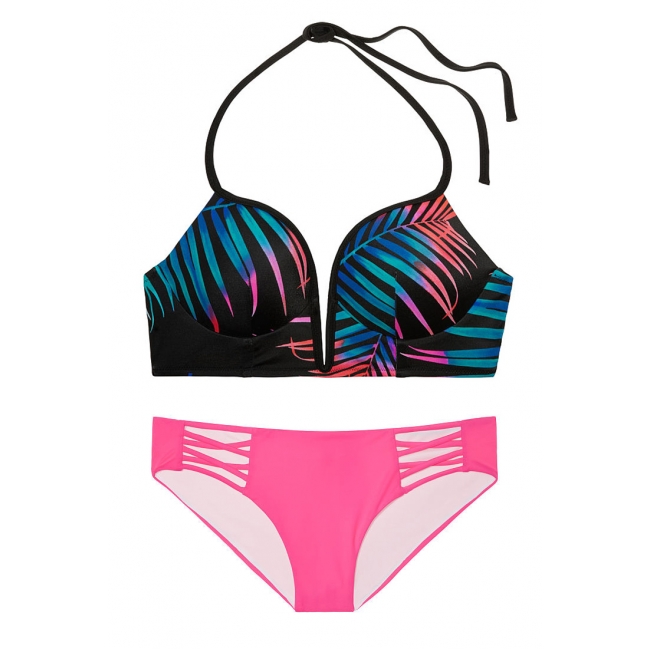 Купальник Victoria's Secret Pink чорний з мультиколор-принтом
