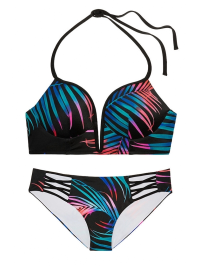 Купальник Victoria's Secret Pink чорний з мультиколор-принтом