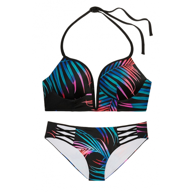 Купальник Victoria's Secret Pink чорний з мультиколор-принтом