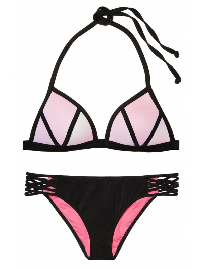 Купальник Victoria's Secret Pink з Push-up небесно-рожевий/чорний