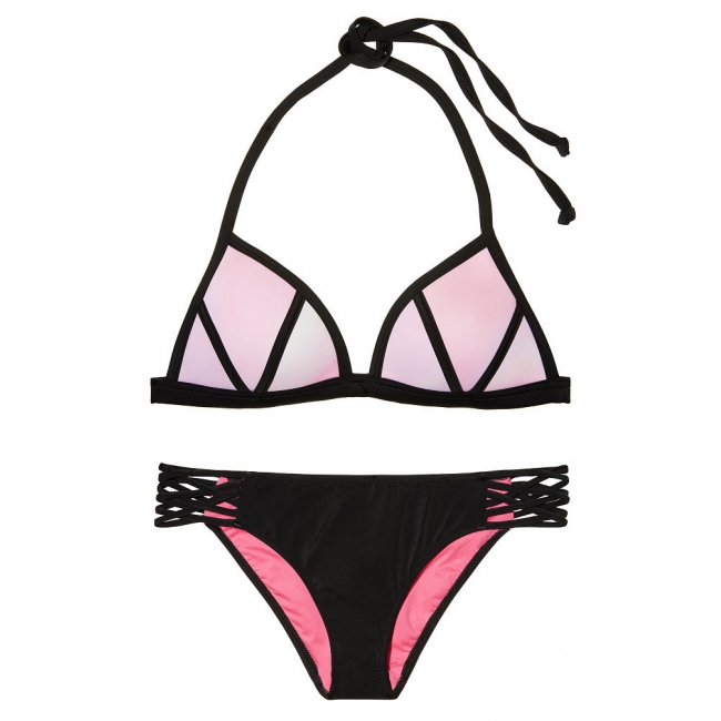 Купальник Victoria's Secret Pink з Push-up небесно-рожевий/чорний