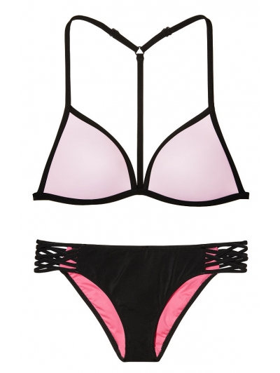 Купальник Victoria's Secret Pink з Push-up небесно-рожевий/чорний