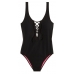 Купальник Victoria's Secret PINK Lace-Up Front One-Piece, чорний зі шнурівкою