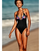 Купальник з вишивкою Victoria's Secret PINK Embroidered Strappy Plunge One-Piece, black