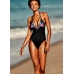Купальник з вишивкою Victoria's Secret PINK Embroidered Strappy Plunge One-Piece, black