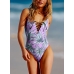 Купальник Victoria's Secret PINK Lace-Up Front One-Piece, фіолетовий з листям.