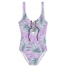 Купальник Victoria's Secret PINK Lace-Up Front One-Piece, фіолетовий з листям.