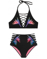Купальник Victoria's Secret Pink Embroidered Strappy High-Neck & Strappy High-Waist Bikini