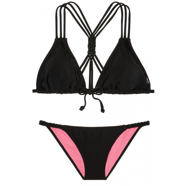 Роздільний купальник Victoria's Secret Pink чорний зі спинкою макраме