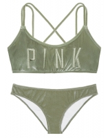 Оксамитовий купальник-топ Victoria's Secret Pink Velvet Scoop & Velvet Bikini