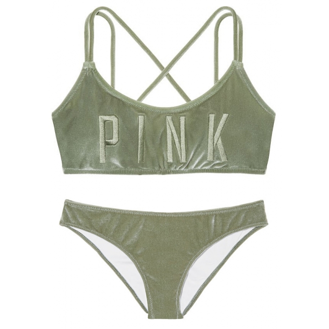 Оксамитовий купальник-топ Victoria's Secret Pink Velvet Scoop & Velvet Bikini