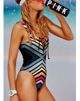 Купальник Victoria's Secret PINK Lace-Up Front One-Piece, мультиколор