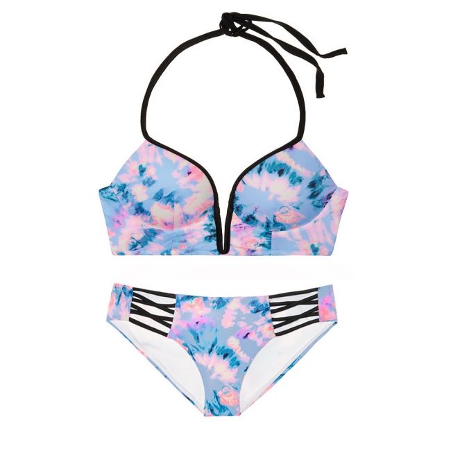 Купальник Victoria's Secret Pink чорний з мультиколор-принтом