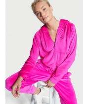 Велюровий Спортивний Костюм Victoria's Secret Velour Front-zip Hoodie & Velour Jogger, Bright Pink