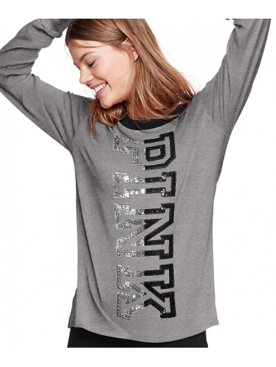 Світшот з вишивкою паєтками Bling Long Sleeve Ringer Tee