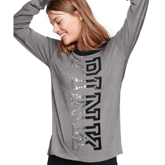 Світшот з вишивкою паєтками Bling Long Sleeve Ringer Tee