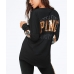 Світшот з вишивкою паєтками Sequin Bling Varsity V-Neck Long Sleeve Tee