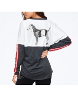 Світшот з вишивкою паєтками Sequin Bling Varsity V-Neck Long Sleeve Tee