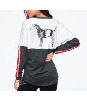 Світшот з вишивкою паєтками Sequin Bling Varsity V-Neck Long Sleeve Tee