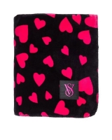 Плед VICTORIA'S SECRET Sherpa Blanket, Чорний з серцями