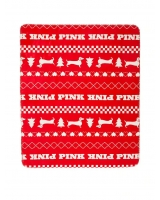 Плед VICTORIA'S SECRET Sherpa Blanket, Червоний з лого Pink