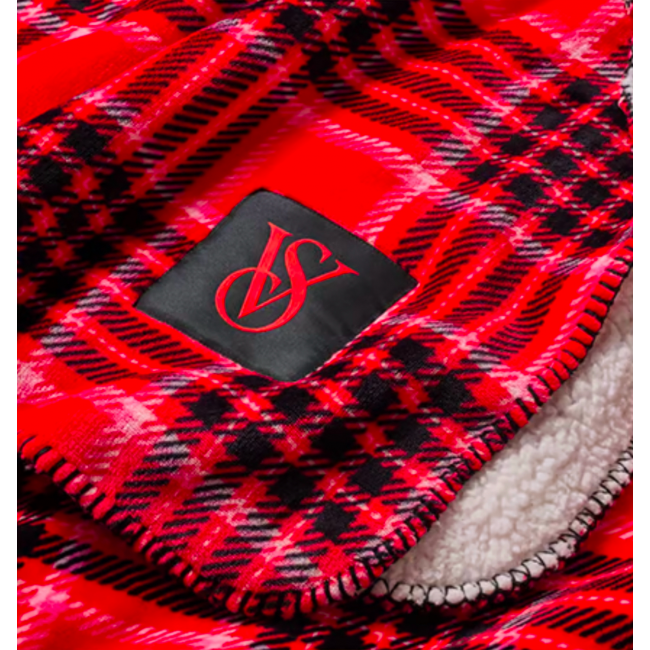 Плед VICTORIA'S SECRET Sherpa Blanket, Червона клітинка