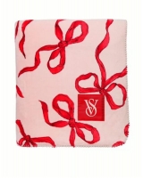 Плед VICTORIA'S SECRET Sherpa Blanket, Рожевий з червоними бантами