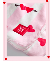 Плед VICTORIA'S SECRET Sherpa Blanket, Рожева смужка VDay Hearts