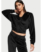 Велюровий Спортивний Костюм Victoria's Secret Velour Front-zip Hoodie & Velour Jogger, чорний