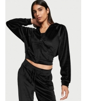 Велюровий Спортивний Костюм Victoria's Secret Velour Front-zip Hoodie & Velour Jogger, чорний