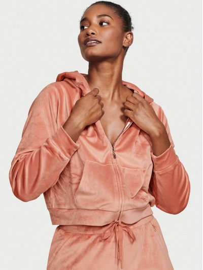 Велюровий Спортивний Костюм Victoria's Secret Velour Front-zip Hoodie & Velour Jogger, Canyon Rose