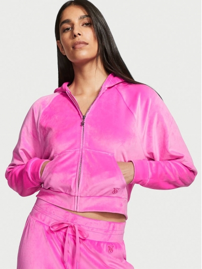 Велюровий Спортивний Костюм Victoria's Secret Velour Front-zip Hoodie & Velour Jogger, Pink