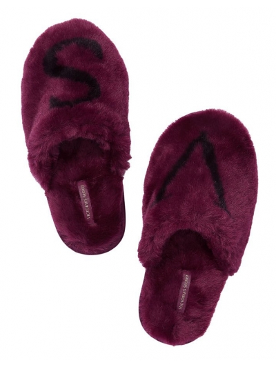 Домашні Тапочки Victoria's Secret Closed Toe Faux Fur Slipper, Бордові, 36-39 розмір