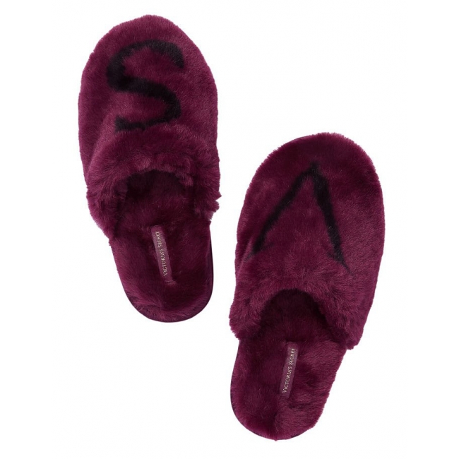 Домашні Тапочки Victoria's Secret Closed Toe Faux Fur Slipper, Бордові, 36-39 розмір