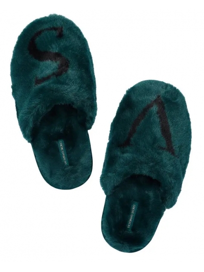 Домашні Тапочки Victoria's Secret Closed Toe Faux Fur Slipper, Зелені, 36-39 розмір