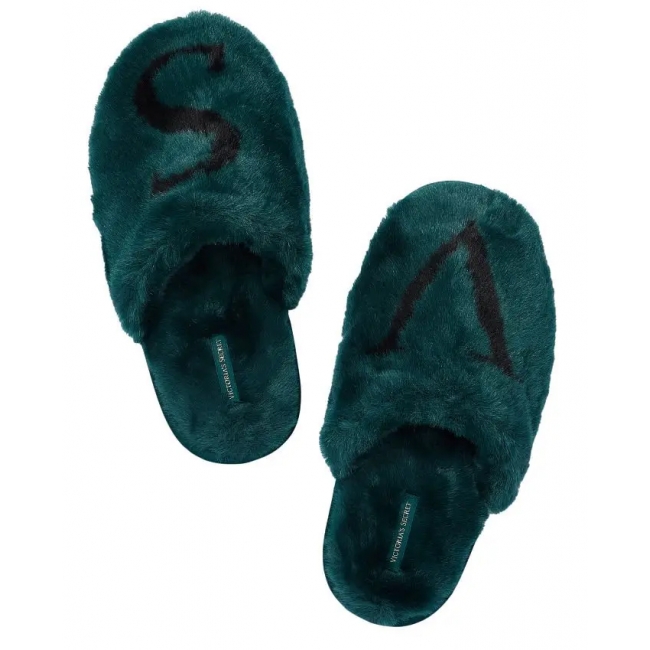 Домашні Тапочки Victoria's Secret Closed Toe Faux Fur Slipper, Зелені, 36-39 розмір