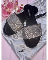 Тапочки Зі Стразами Victoria's Secret Embellished Velvet Slides, чорні