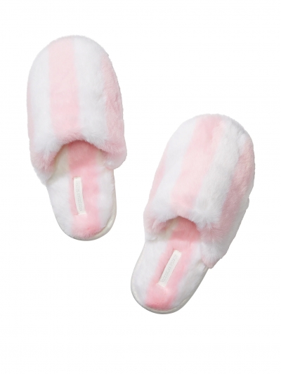 Капці Домашні Victoria's Secret Closed-Toe Faux Fur Slipper, Рожева смужка, 36-41 розмір