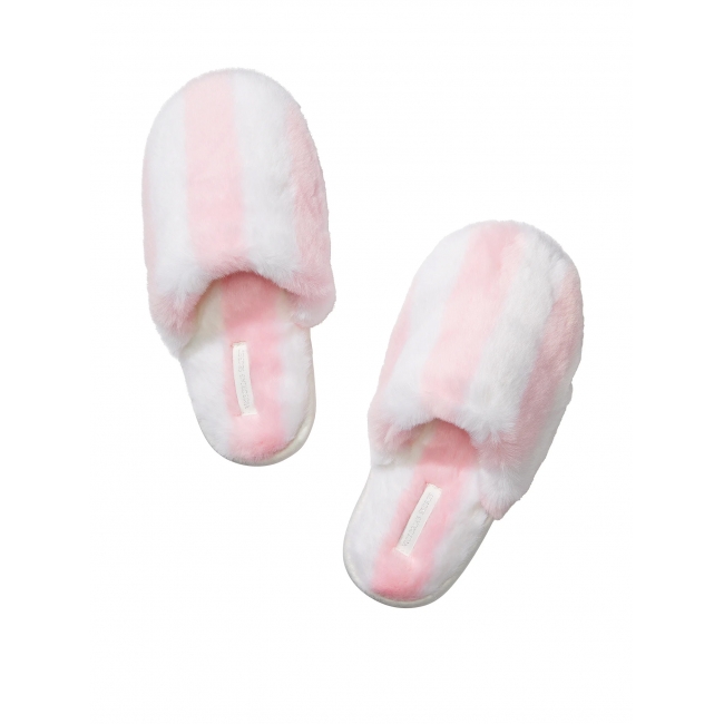 Капці Домашні Victoria's Secret Closed-Toe Faux Fur Slipper, Рожева смужка, 36-41 розмір