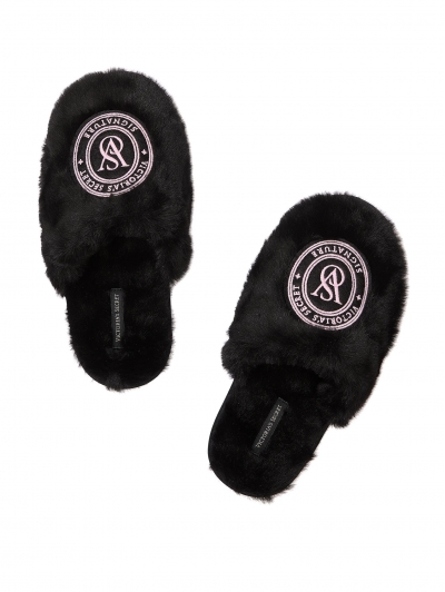 Капці Домашні Victoria's Secret Closed-Toe Faux Fur Slipper, Чорні