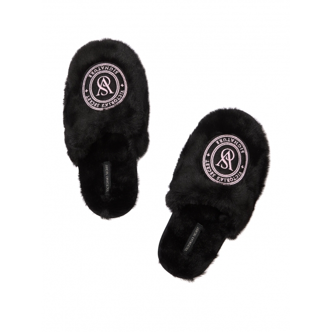 Капці Домашні Victoria's Secret Closed-Toe Faux Fur Slipper, Чорні