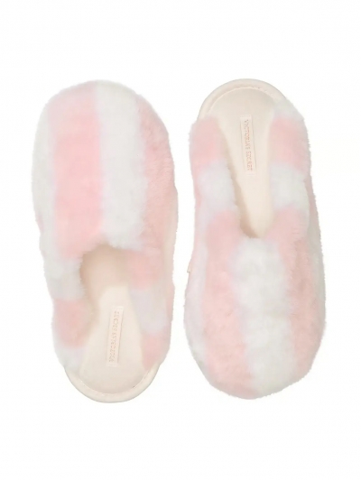 Капці Домашні Victoria's Secret Closed-Toe Faux Fur Slipper, Рожева смужка