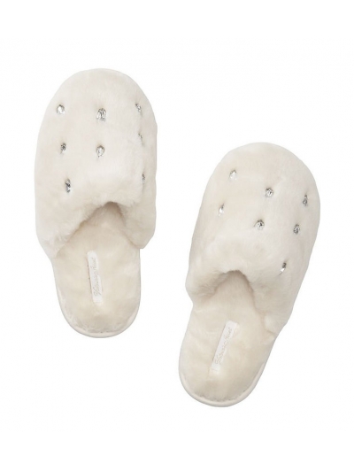 Домашні Тапочки Victoria's Secret Closed Toe Faux Fur Slipper, Coconut white